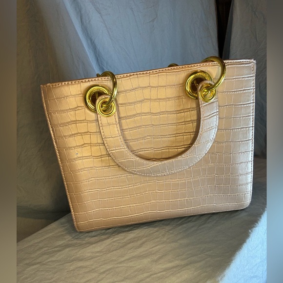 IMAN Chic Platinum Collection Metallic PINK Faux Croc City Tote -EUC SEE PICS - Picture 3 of 9